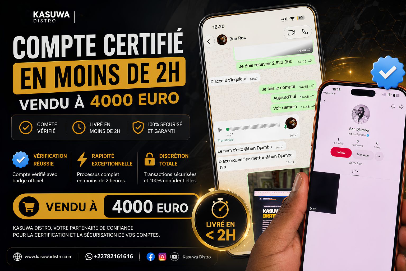 Kasuwa Distro réalise la certification d'un compte TikTok en moins de deux heures